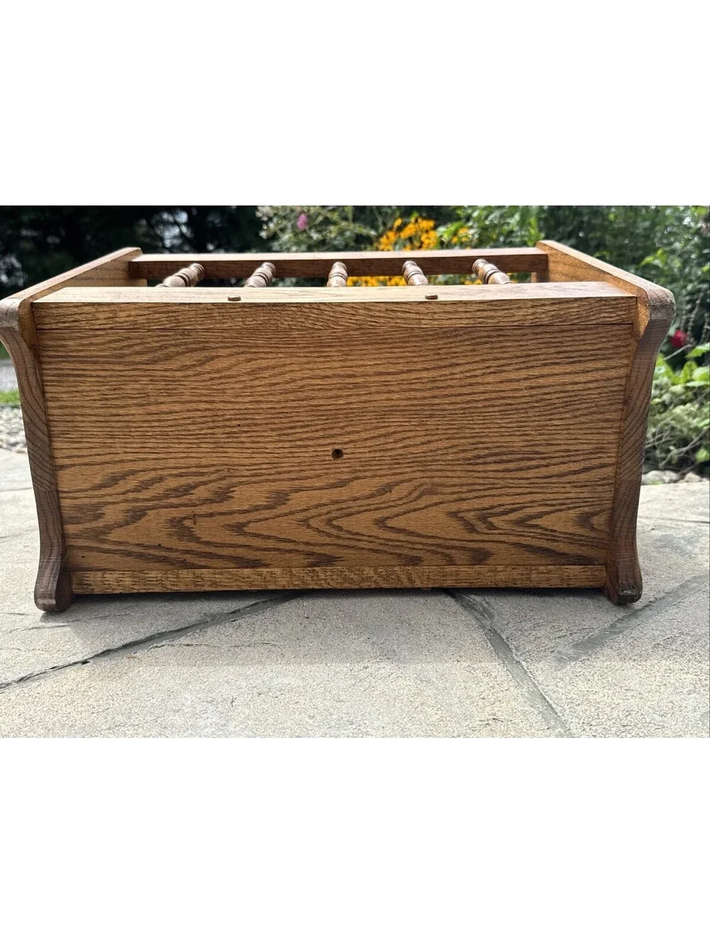 Solid Wood Oak Magazine Records LP Holder With Spindles MCM 2 Sections 19x16x12”